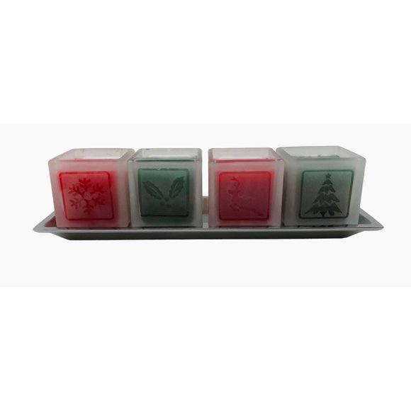 Home For The Holidays Green Red Candle Votives Tray Christmas Home Decor - Picture 3 of 10